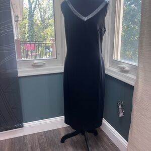 Donna Morgan Little Black Dress with Leather Trim